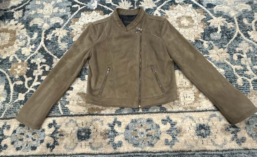 Banana Republic Suede Moto Jacket Size S Olive Green